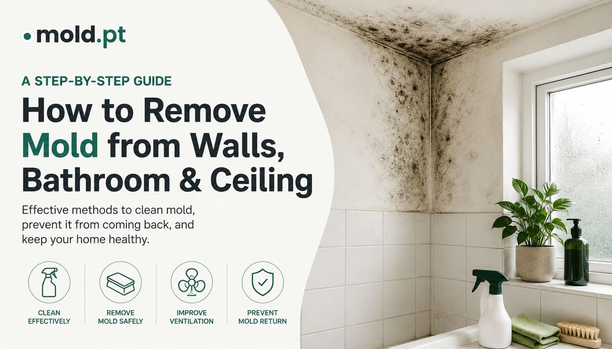 How to remove mold from walls, bathroom and ceiling, showing mold in a bathroom corner